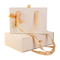 Sac cadeau beige personnalisé de luxe avec poignée, boîte d'emballage pour tiroir de magasinage