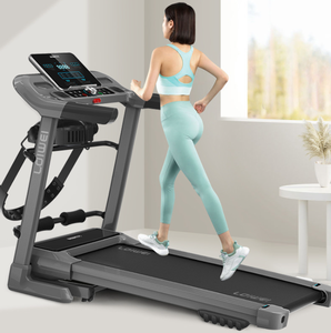 Tapis roulant pliable multifonction silencieux pour usage domestique, fitness aérobie avec test de fréquence cardiaque et écran LED, type à entraînement électrique - Product Image 5
