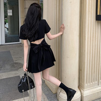 Robes YiXin pour femmes, robes d'été décontractées à manches courtes, à double boutonnage, mini robes noires coréennes, fournisseur de robes pour femmes, nouvelle mode