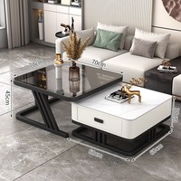 Table basse de designer italien à bas prix avec dessus en pierre Table centrale moderne de haute qualité, légère et luxueuse Ensemble de tables basses pour salon