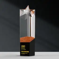 Op Maat Gemaakte Creatieve Vijfpuntige Ster Kristallen Bedrijf Jaarlijkse Bijeenkomst Souvenir Op Maat Gemaakte Kristalglas Trofee