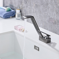 Grifo de Lavabo de Latón de Primera Calidad para Hotel, Núcleo de Válvula de Cerámica, Moderno, Cromado, Montado en Cubierta, Monomando, para Baño Comercial