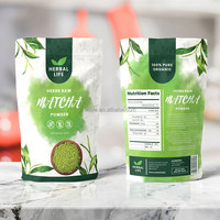 Aangepaste Organische Matcha Poeder Opstaande Zakjes-100G/250G/500G/1Kg Premium Hersluitbare Matcha Groene Thee Verpakkingstassen
