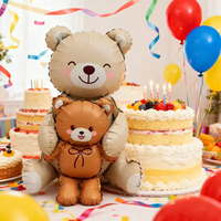 Nouveau ballon en aluminium en forme d'ours assis 3D mat givré, article unique, décoration de fête d'anniversaire, Saint-Valentin