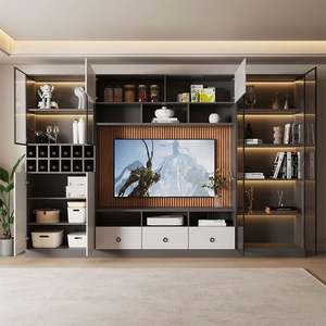 Meuble TV moderne de luxe, design mural suspendu pour salon avec support TV flottant, meuble en bois portable - Product Image 1