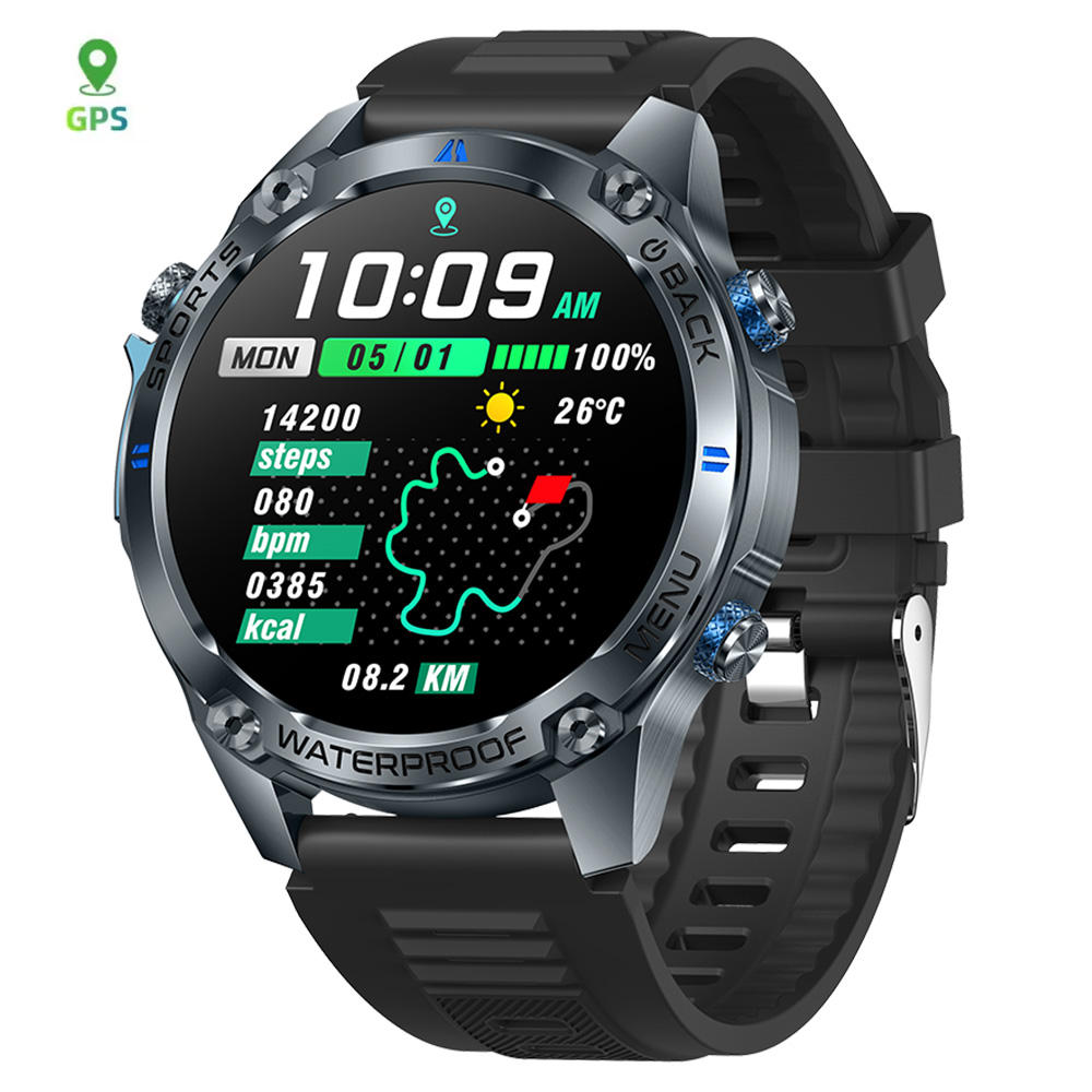 2026 G100 Relojes Round Smartwatch Dual-band L1+L5 Built-in GPS BT Call 1.43inch Amoled 50M Waterproof Smart Watch for Men