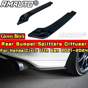For Civic Body Kit Rear Bumper <b>Lip</b> <b>Splitters</b> Diffuse Glossy Black Sport Style for Honda Civic 11th Gen 2021-2024 Car Accessories - Product Image 1