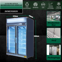 Réfrigérateur de présentation à 2 portes pour boissons, réfrigérateur commercial pour boissons gazeuses, refroidisseur pour magasin de proximité, supermarché
