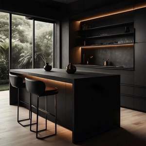 Armoires de cuisine en bois de style modulaire de luxe avec îlot de rangement intégré - Product Image 6