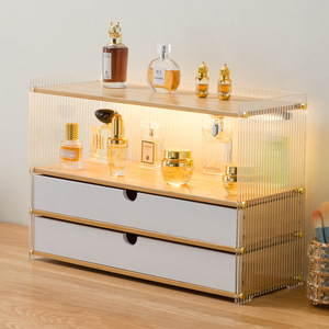 Cosmetic Storage <b>Box</b> With Drawers 4 Layers Desktop <b>Makeup</b> Organizer Dustproof Material Simple Style - Product Image 1