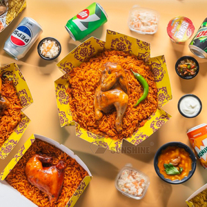 Empaquetado de papel Kraft Hexagonal para restaurante Halal personalizado para Kabsa arroz pollo picante Bukhari Mandi Sushi patatas fritas comida para bebés - Product Image 4