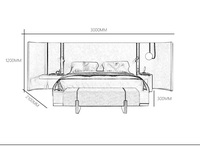 Lit capitonné extra large de luxe moderne avec grande tête de lit à ailes en tissu doux, taille King, pour villa, hôtel, chambre à coucher