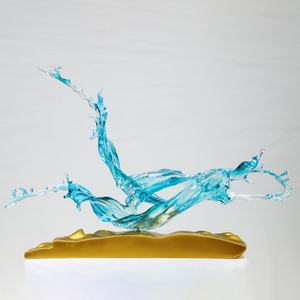 Sculpture d'ondes océaniques en résine transparente style Océan, décoration de luxe pour la maison et l'hôtel, pièce d'art moderne - Product Image 2