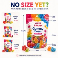 Sachet personnalisé en Mylar de 3,5 g pour bonbons, pochette refermable à fermeture éclair, emballage anti-odeur pour échantillons de friandises, OEM