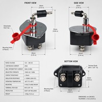 Interrupteur de coupure d'isolateur principal à double batterie 48V 250A normalement ouvert interrupteur rotatif à clé amovible à double pôle