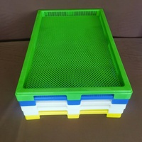 Panier en plastique maillé HDPE de couleur personnalisée, ventilé et empilable, pour la séchage des produits de la mer dans les entrepôts frigorifiques