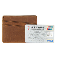Dompet Kartu Kulit Asli Vintage Grosir Dompet Koin Kulit Sapi dengan Banyak Slot Kartu RFID Anti-pencurian Dompet Mini Portabel