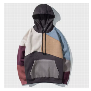 colorblock sewing patchwork fleece hoodie
