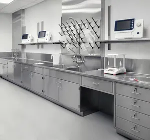 304 Stainless Steel Restaurant Wall Bench School Laboratory Room Chemical Lab Wall Bench With Reagent Shelf