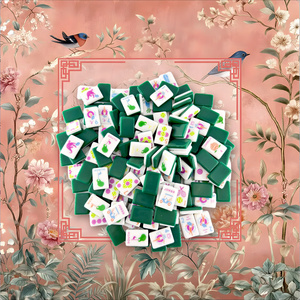 Jeu de Mahjong Moderne en Acrylique Hercules Cup – Tuiles Corail Rose Motif Floral – Tapis de Jeu Durable pour <span class=keywords><strong>Camping</strong></span> et Fêtes (4 Joueurs) – Personnalisable - Product Image 1