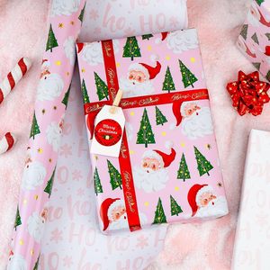 Pink Christmas <b>Wrapping</b> <b>Paper</b> Roll 17x33 Feet Girly Santa Design Recyclable Gift Craft <b>Paper</b> - Product Image 5