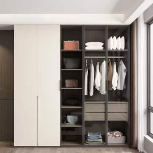 Kits de placards modulaires modernes DIY, meubles durables pour chambre à coucher avec design de placards de rêve, style panneau bois - Product Image 1