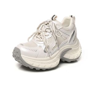 Baskets compensées à semelle épaisse pour femmes, collection Printemps-Automne 2026, best-seller, violettes, à lacets, chaussures de marche respirantes, légères et décontractées - Product Image 2