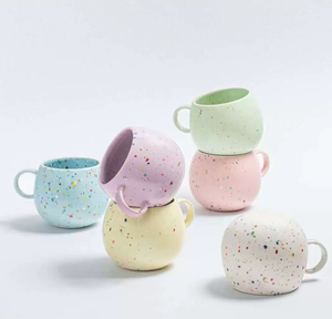 2026 New <b>Macaron</b> Color Splatter Paint Ceramic Mug Set Custom Logo Stackable Stoneware Coffee Cup Hotel Restaurant Wedding Gift - Product Image 5