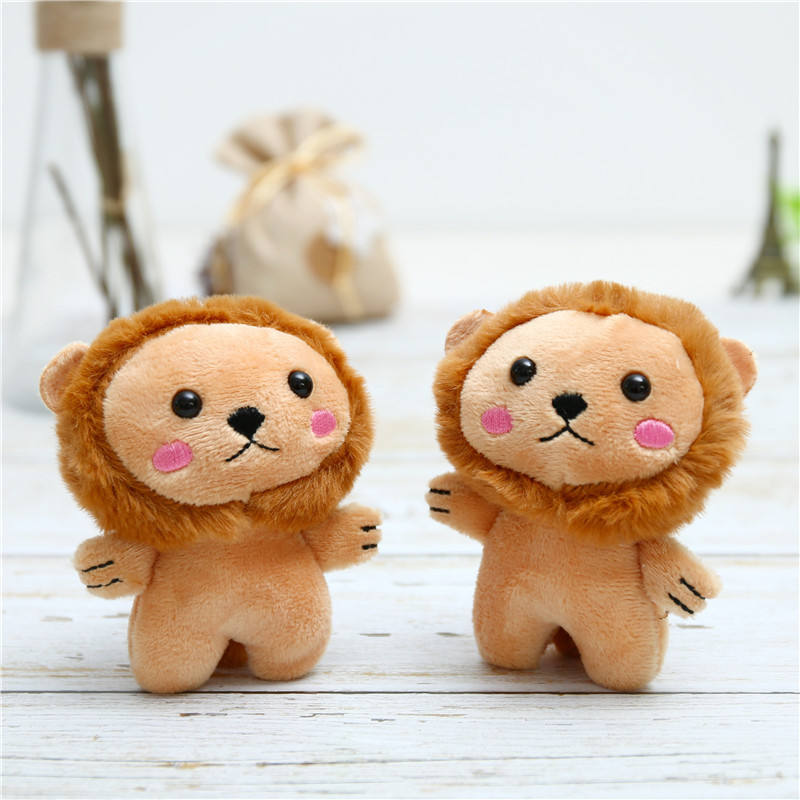 Promotional Mini Stuffed Animal Toys Cute Plushie lion Keychain Kawaii  Plush Keychains Toys Lion Doll School Bag Charms Pendant