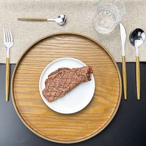 Juego de cubiertos de acero inoxidable al por mayor con mango de plástico y madera, estilo portugués, para bodas y el hogar (cuchillo, tenedor y cuchara) - Product Image 2