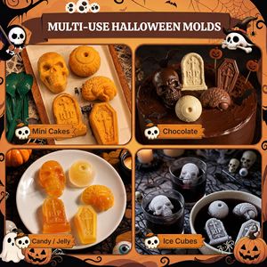 Nouveau <span class=keywords><strong>moule</strong></span> à chocolat d'<span class=keywords><strong>Halloween</strong></span> <span class=keywords><strong>avec</strong></span> motifs de crâne, d'œil et de pierre tombale, 25 cavités, pour la décoration de gâteaux de fêtes DIY, usage domestique, en stock - Product Image 4