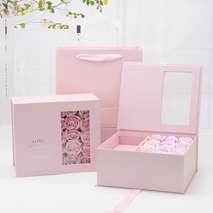 Kotak Hadiah Natal Mewah Merah Hitam Abu-abu Hijau untuk Kue Cokelat Permen Kue Kering dengan Tutup Transparan untuk Hari Valentine - Product Image 1