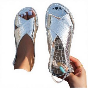 <b>Fashion</b> Outdoor <b>Sandals</b> for Women New Summer Flat 36-43 Large Size Solid Color Casual Buckle Round Toe PU Upper - Product Image 4