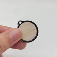 Porte-clés personnalisé en bois NFC pour animaux de compagnie, jeton métallique en bambou et tilleul, puce 213 215, gravure et impression laser de code QR