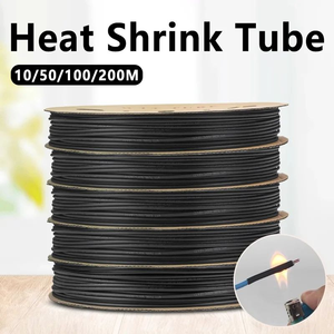 Tube <span class=keywords><strong>thermorétractable</strong></span> 1M, rapport 3:1, imperméable, sans adhésif, double paroi, tube de protection pour fils, noir - Product Image 3