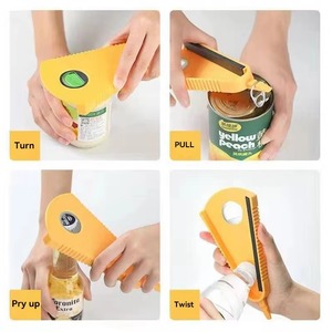 Yellow Plastic <b>Jar</b> and Bottle Opener Multifunctional Can Opener Anti Slip Manual Kitchen Gadget Custom Logo - Product Image 3