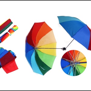 Rainbow Beach Iron <b>Frame</b> Manual Control Triple 3-Fold Portable Outdoor Sunshade Waterproof Custom Color All-Season Umbrella Gift - Product Image 2