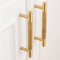 Poignées de porte en laiton massif, bronze doré, moletées, pour armoire, placard, tirettes et boutons moletés