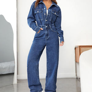 Combinaison classique ample élégante personnalisée pour femmes avec couverture <span class=keywords><strong>en</strong></span> <span class=keywords><strong>jean</strong></span> pour femmes - Product Image 2