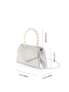 Bell Luxury Vintage Pearl Rhinestone Shiny Crossbody Wedding Clutch Bag Elegant Formal Evening Handbag for Ladies Fashion - Product Image 3