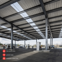Structure en acier préfabriquée pour station-service, auvent métallique pour station-service, toit personnalisé, construction de abri commercial