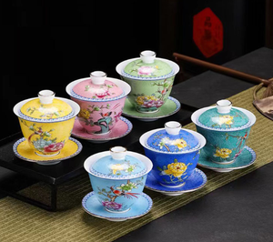 Exquisito Juego de Té <span class=keywords><strong>Chino</strong></span> Kungfu, Gaiwan de Porcelana Tradicional sin Asa con Taza de Té y Caja de Regalo de Alta Gama - Product Image 5
