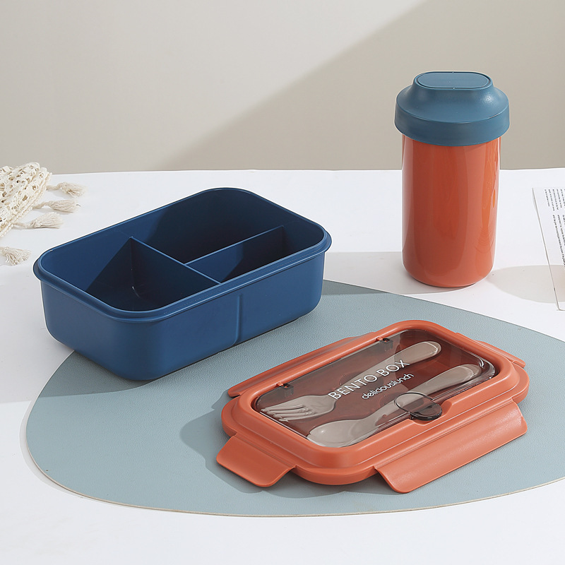 PP three-compartment + soup cup-blue and orange