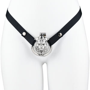 Gabbia di Castità Maschile FRRK Serie Beast con Testa di Tigre e Campanello, Restrizione del Pene in Acciaio Inossidabile - Product Image 2