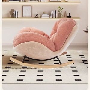 Poltrona Rosa Economica con Poggiapiedi, Set di Sedie Moderne in Tessuto Morbido <span class=keywords><strong>per</strong></span> <span class=keywords><strong>Soggiorno</strong></span>, Comoda <span class=keywords><strong>Sedia</strong></span> a Dondolo di Design <span class=keywords><strong>per</strong></span> il Relax - Product Image 2
