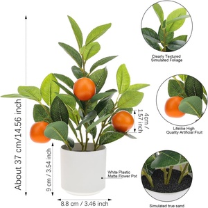 Planta naranja artificial en maceta de 14,5 pulgadas, bonsái de árbol de naranja de fruta sintética pequeña con maceta blanca, centro de mesa, estilo de granja - Product Image 3