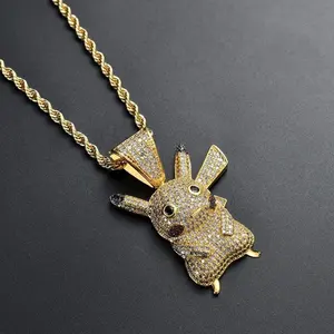 Colgante de dibujos animados de Hip Hop para hombre y mujer, collar chapado en oro de 18K, joya ostentosa, joyería para el cuerpo, precio de fábrica