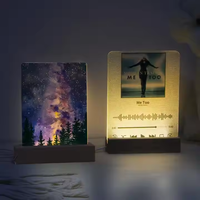Panneaux rectangulaires en acrylique vierges pour sublimation DIY en gros, bases LED de taille moyenne, cadres photo vierges, veilleuses personnalisées, décoration avec base en bois