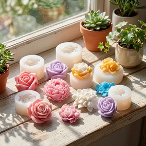 Moule en silicone à motifs floraux variés <span class=keywords><strong>pour</strong></span> la fabrication de résine, d'aromathérapie, de plâtre, de décorations d'intérieur, de chocolat, de <span class=keywords><strong>fondant</strong></span>, de bougies en forme de rose - Product Image 6