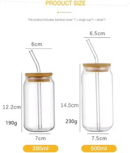 Vasos Modernos Transparentes de Vidrio de Borosilicato Alto en Forma de Lata de Cerveza con Tapa y Pajita en Tamaños de 12oz/16oz/20oz Hechos a Mano - Product Image 3